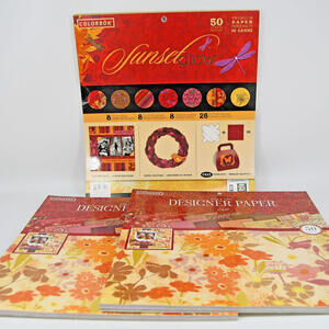 Lot Scrapbooking Paper 12x12" Colorbok Designer Premium Autum Fall Sunset Glow
